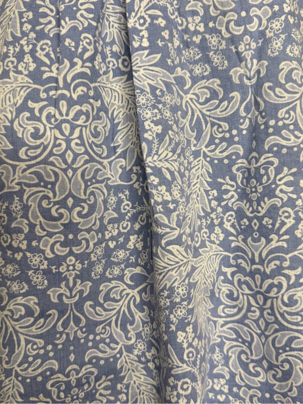 malvin Blue White Linen Blend Floral Blouse Relaxed Fit XL 100% Linen - Picture 8 of 10
